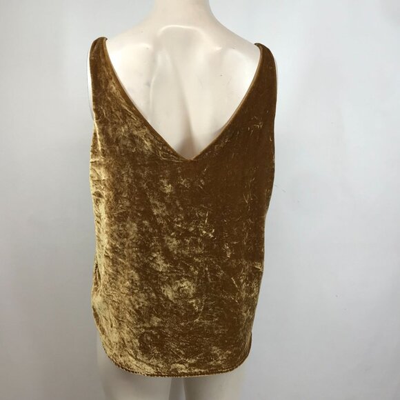 LOFT - WOMEN'S SMALL - GOLD SLEEVELESS V NECK VELOUR HOLIDAY CAMISOLE TANK - Picture 3 of 5